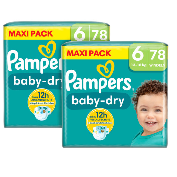 Fraldas Baby Dry, Tamanho 6 Extra Grande, Pacote Maxi, Conjunto com 2 unidades