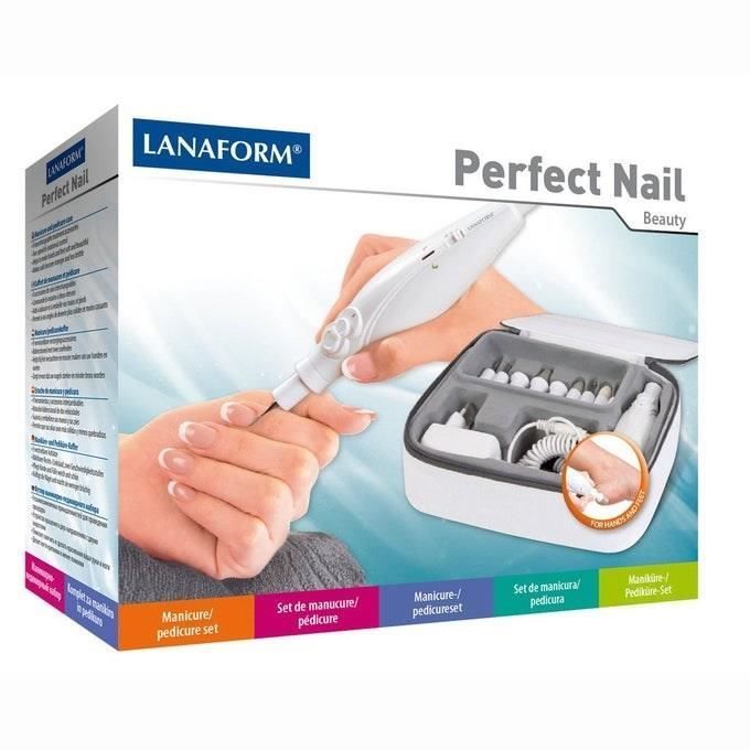 Kit eléctrico de manicura/pedicura LANAFORM PERFECT NAIL: 9 accesorios para cuidar y embellecer tus uñas.