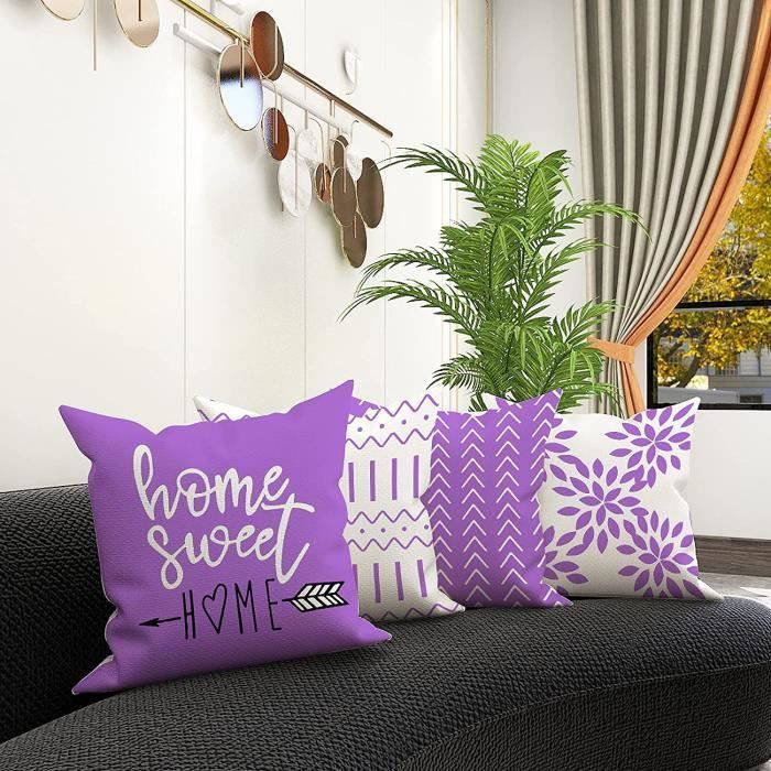 Federa - Resistente - Viola - 45x45 cm - 4 pezzi - Lino naturale - Stile contemporaneo