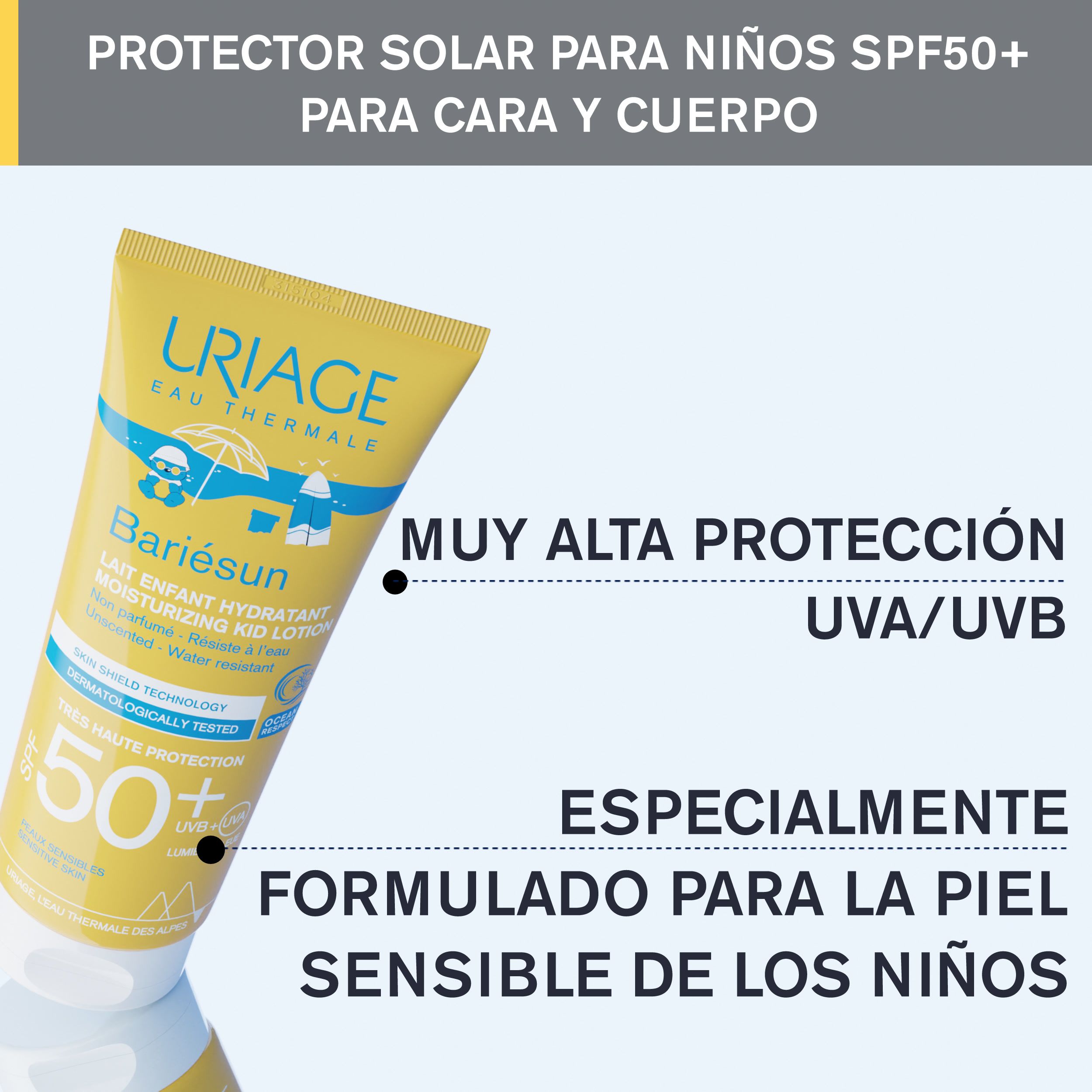 „Bariésun“ drėkinamasis pienelis vaikams SPF 50 Apsaugos nuo saulės vaistinė