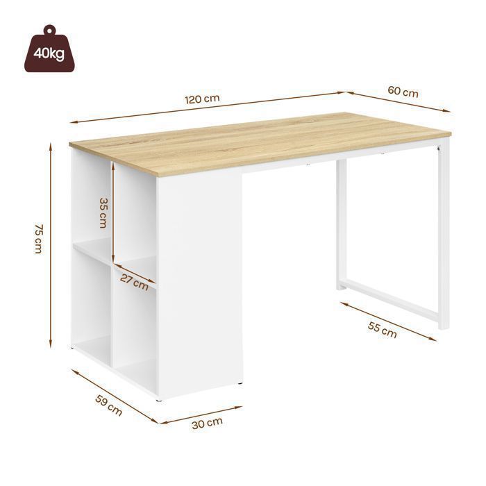 Escritorio WOLTU de metal y madera - 120x60x75cm - Mesa para ordenador - Roble