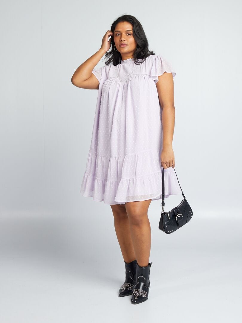 Plumetis Voile Jurk - ROZE