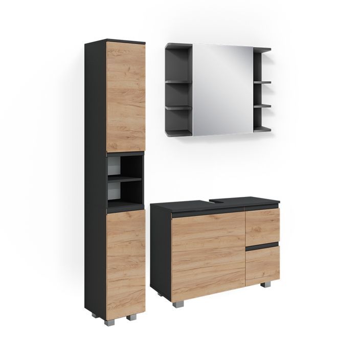 Meubles bain J-Shape 3 parties Gris Vicco 38202