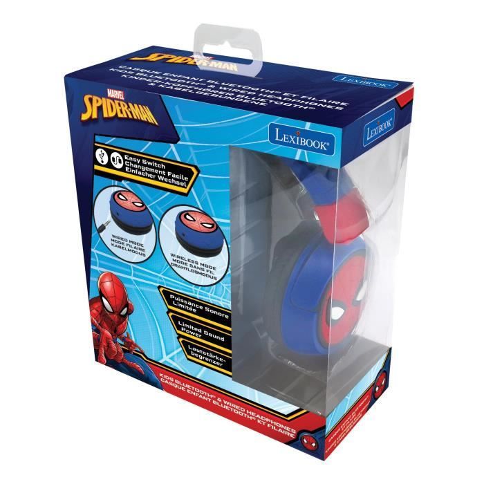 SPIDER-MAN - 2-in-1 Bluetooth® -kuulokkeet - Mukavat ja kokoontaitettavat langalliset kuulokkeet lapsille äänenvoimakkuuden rajoittimella - LEXIBOOK