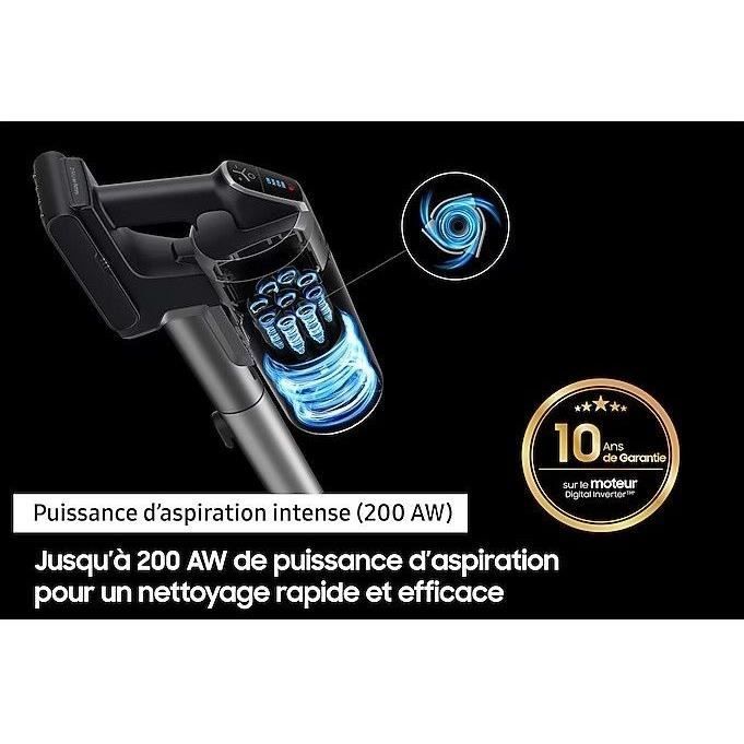 SAMSUNG Jet 75E Turbo VS20B75B1R4 - Aspirapolvere senza fili - Potenza di aspirazione 200 AW - Autonomia 60 minuti - Stazione di ricarica 2 in 1