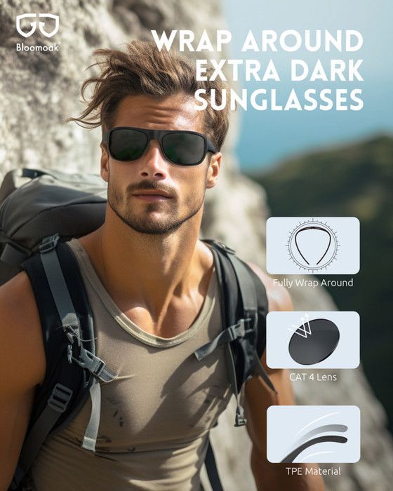 CAT4 Lens Polarized Sunglasses | Unisex Wrap-Around Sports Sunglasses | UV400 | For Photophobia