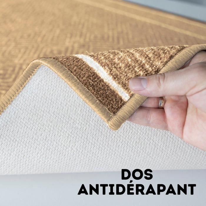 Alfombra personalizada Olymp, alfombra de interior con estampado de rombos, color beige, 80 x 150 cm