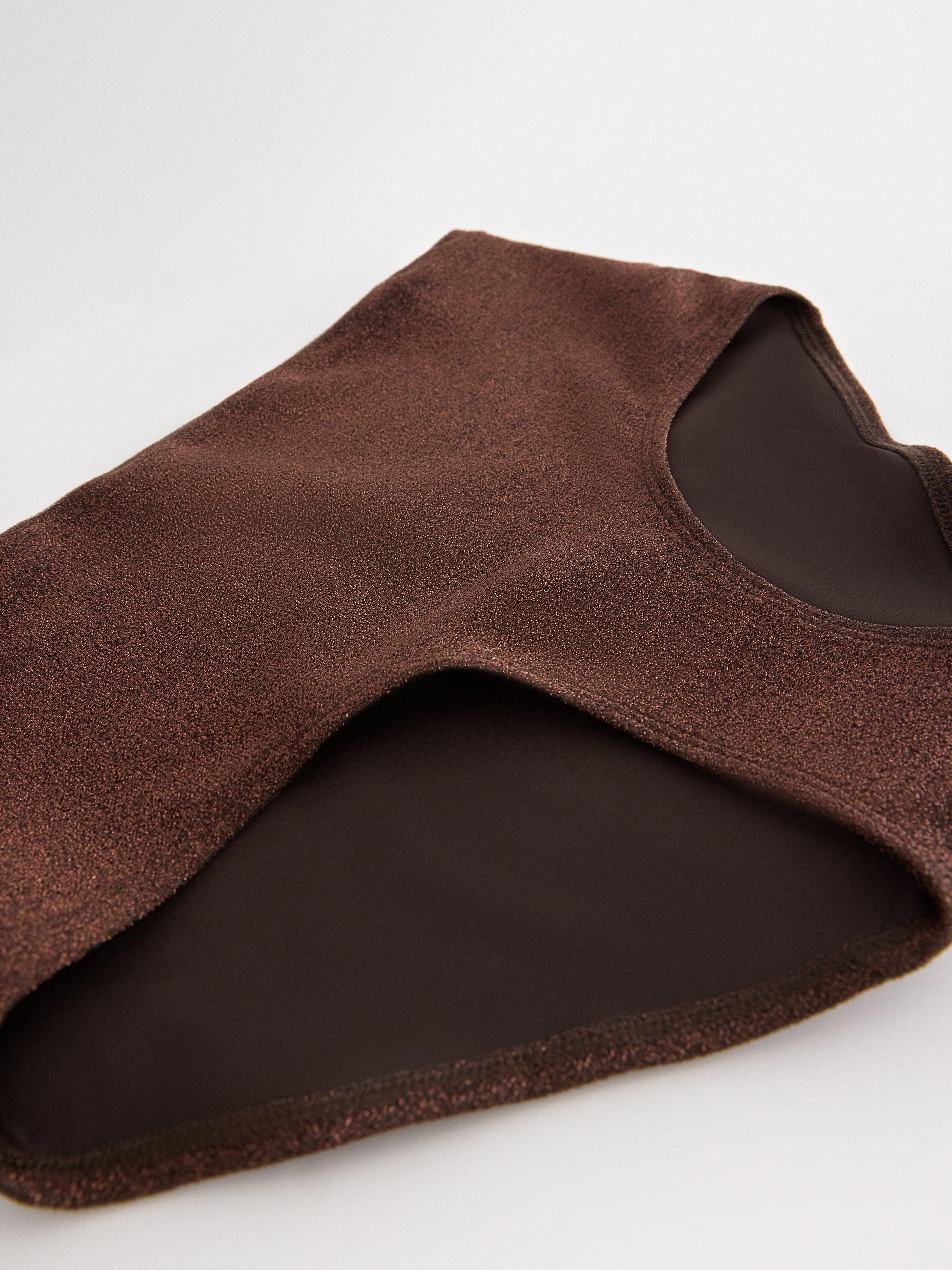 Glittrig bikiniunderdel Marron Foncé