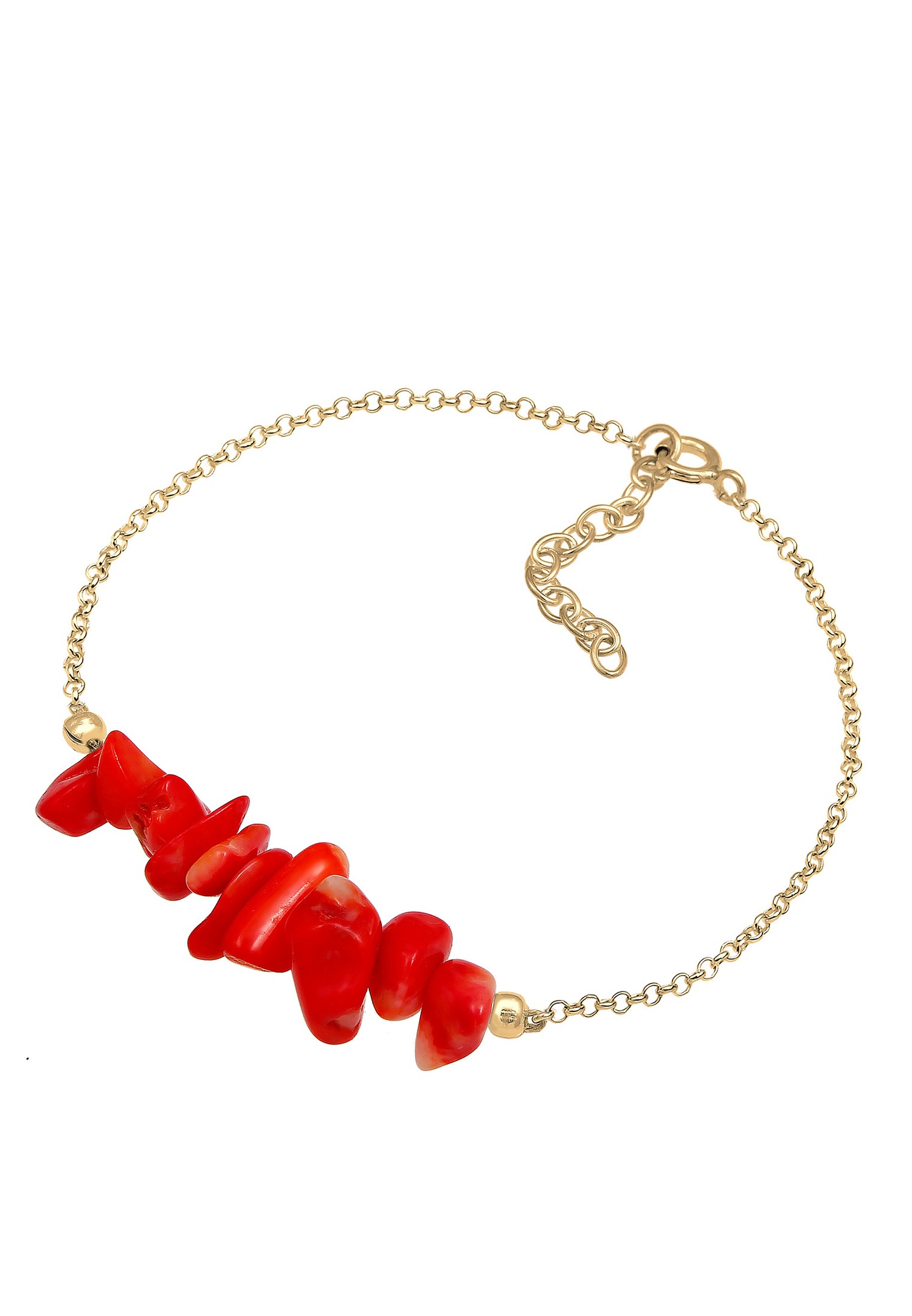 Elli Maritime Tendance Corail Rouge Bracelet Femme Plaqué Or Argent (925/1000)