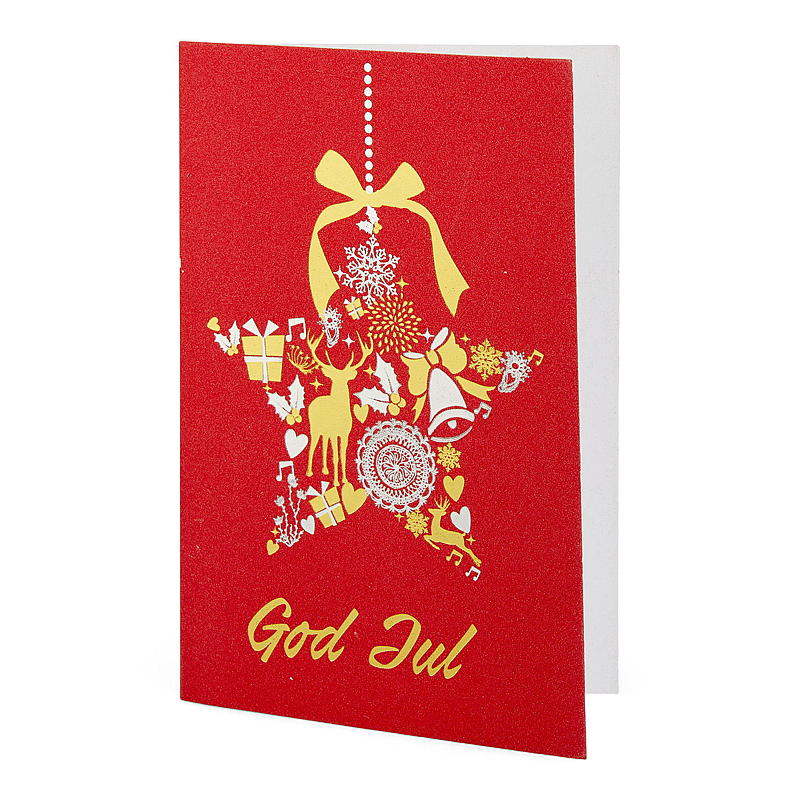 Biglietto di auguri natalizio Buon Natale, sfondo rosso glitterato