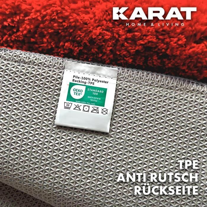Alfombrilla de baño rectangular Atlantis con base antideslizante, roja, 70 x 120 cm
