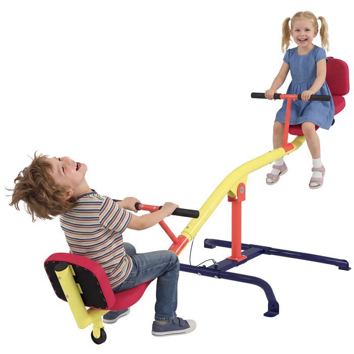 Altalena a dondolo per bambini - AIYAPLAY - Rotazione a 360 gradi - Sedili imbottiti - Acciaio - Età 3-12 anni - Multicolore