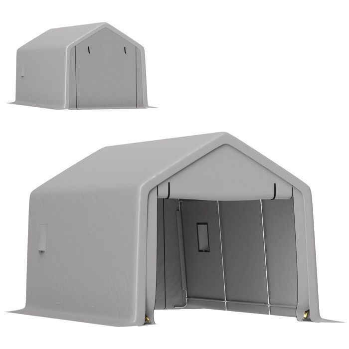 Cochera exterior - Outsunny - 3 x 5,2 m - con puerta enrollable desmontable - para coche, camión, barco - gris