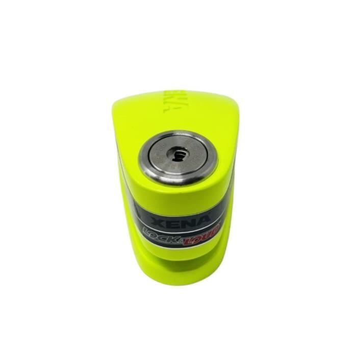 XENA - Antivol Moto Bloque Disque Alarme 120 DB XX15 Acier 14mm - Classe SRA - Jaune Fluoabc100010843600000