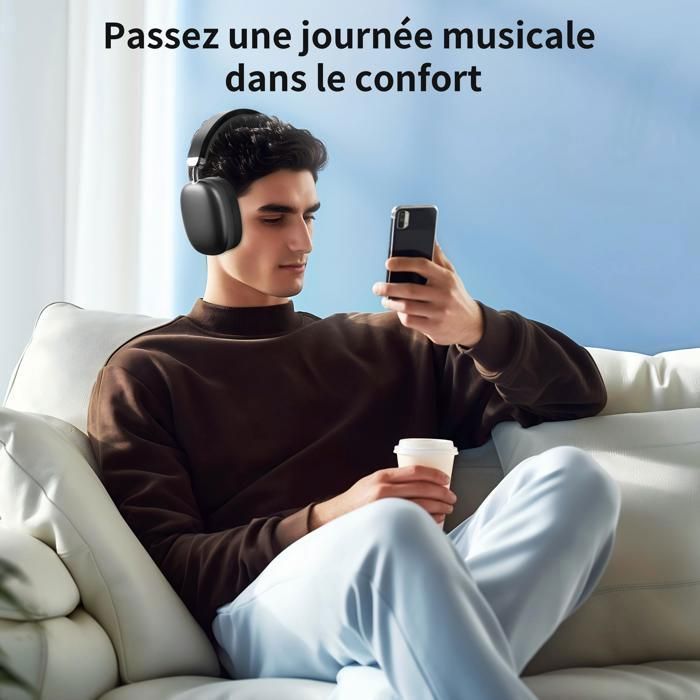 VEATOOL Casque sans Fil Bluetooth 5.3 Égalisation Tri-fréquence Son Stéréo Micro Intégré Autonomie de 40H Noir