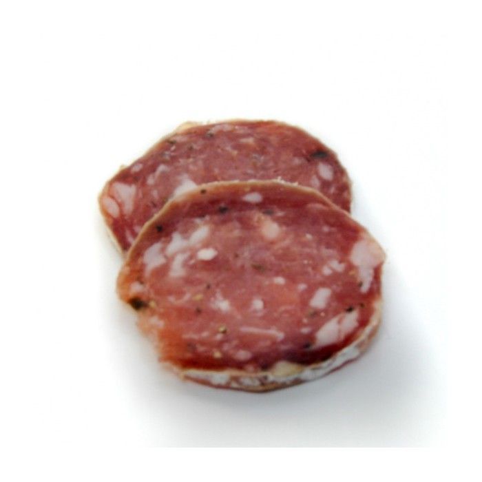 Kuivamakkara, jossa mustaa tryffeliä 1,6 % ja brumale-tryffeliä 0,4 %, noin 250 g