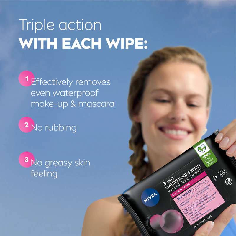 Lenços removedores de maquiagem NIVEA Micellar Waterproof Mineral