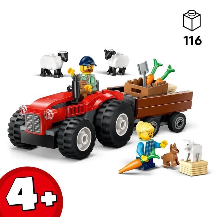 LEGO City 60461 Red Farm Tractor with Trailer and Sheep - Toy for Children Ages 4+