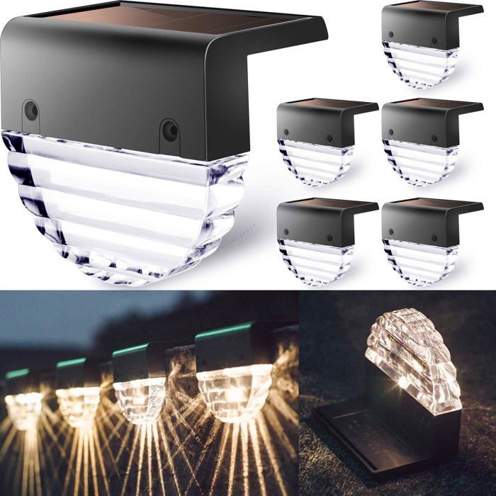 Luces solares para terrazas, iluminación exterior, decoración de patios, iluminación de escaleras exteriores, iluminación de postes.