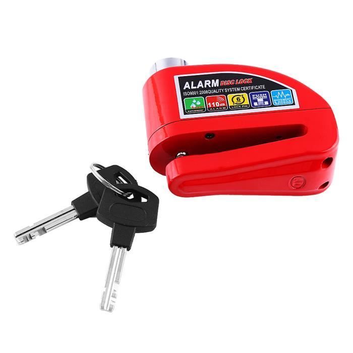 Trava de disco com alarme antifurto para motocicleta, scooter e bicicleta (vermelha)