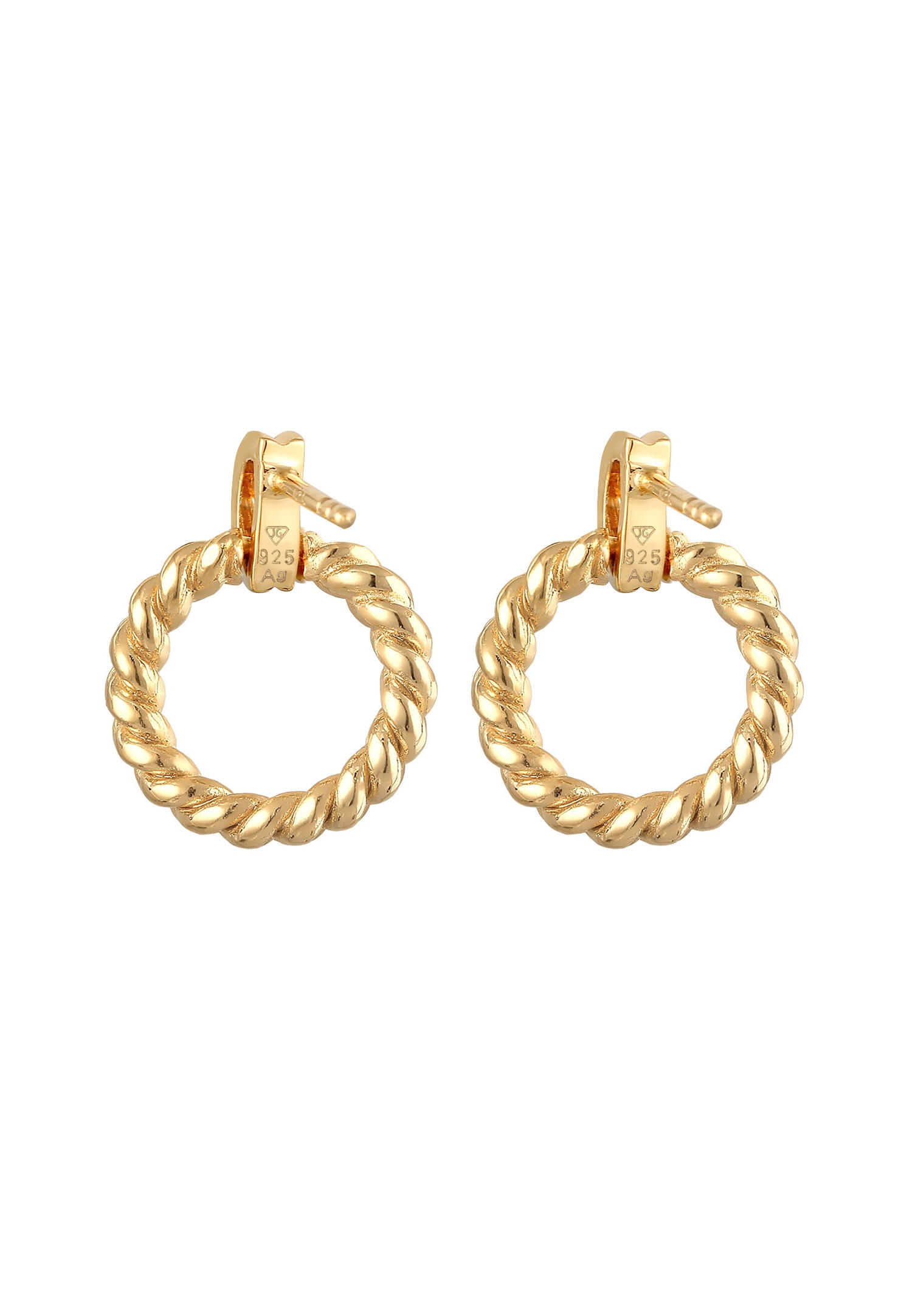 Elli Clous d'oreilles pour femmes ronds torsadés en argent sterling 925