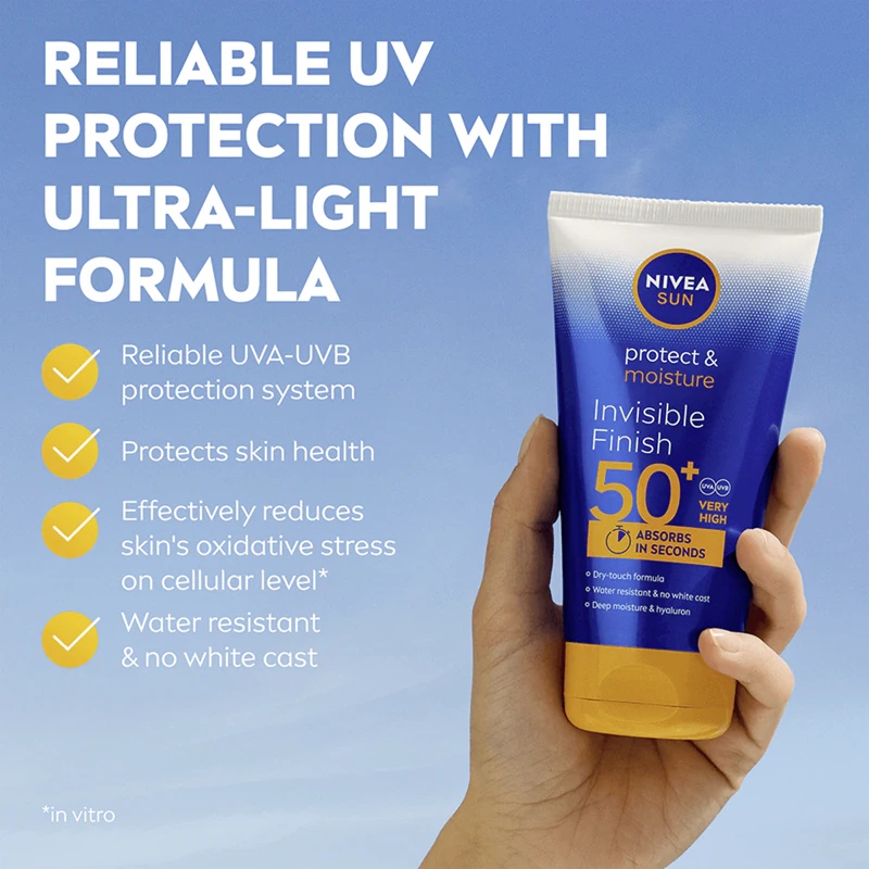 NIVEA SUN Protect & Moisture mitrinošs saules aizsargkrēms ar hialuronskābi
