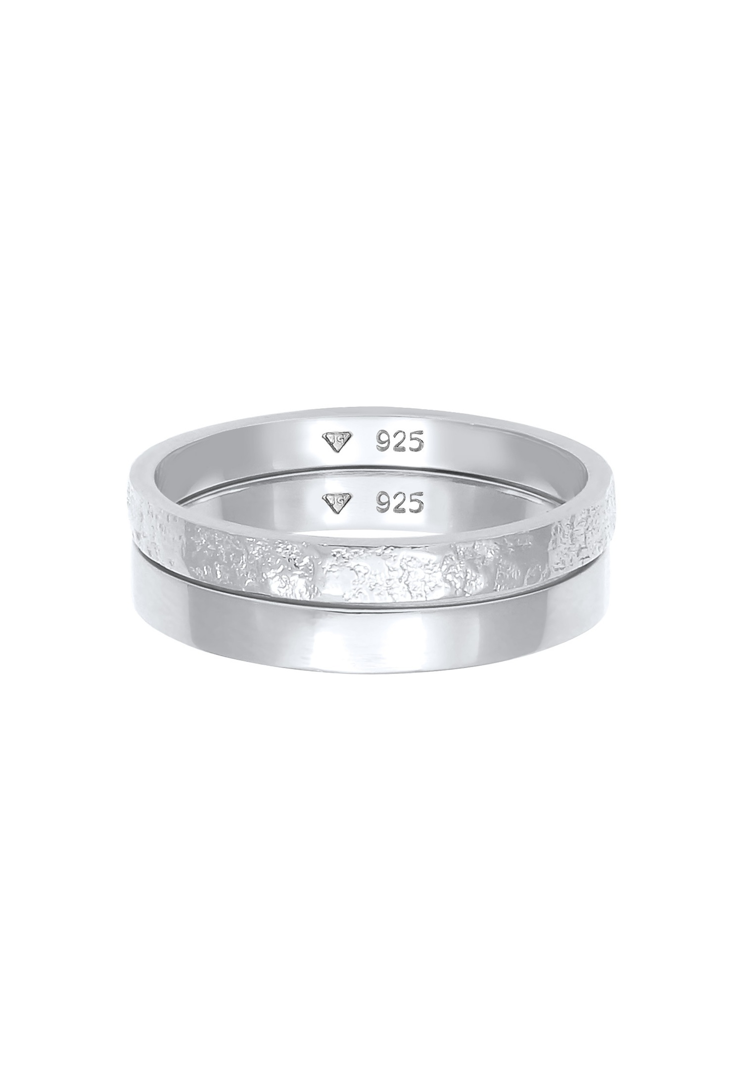 Elli Femmes Ensemble Basique Look Martelé Combinable en Argent Sterling 925