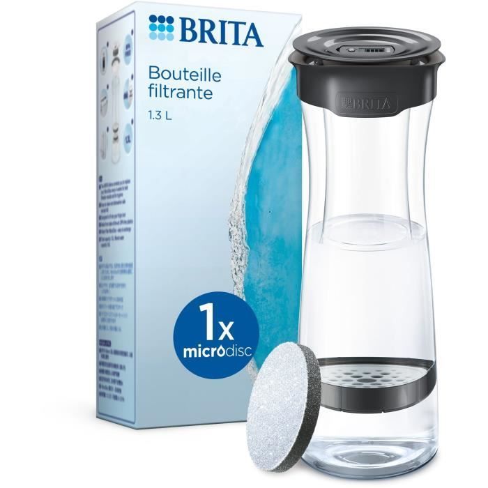 Botella de agua con filtro BRITA Fill & Serve - Gris - Capacidad de 1,3 L - Incluye 1 filtro de microdisco