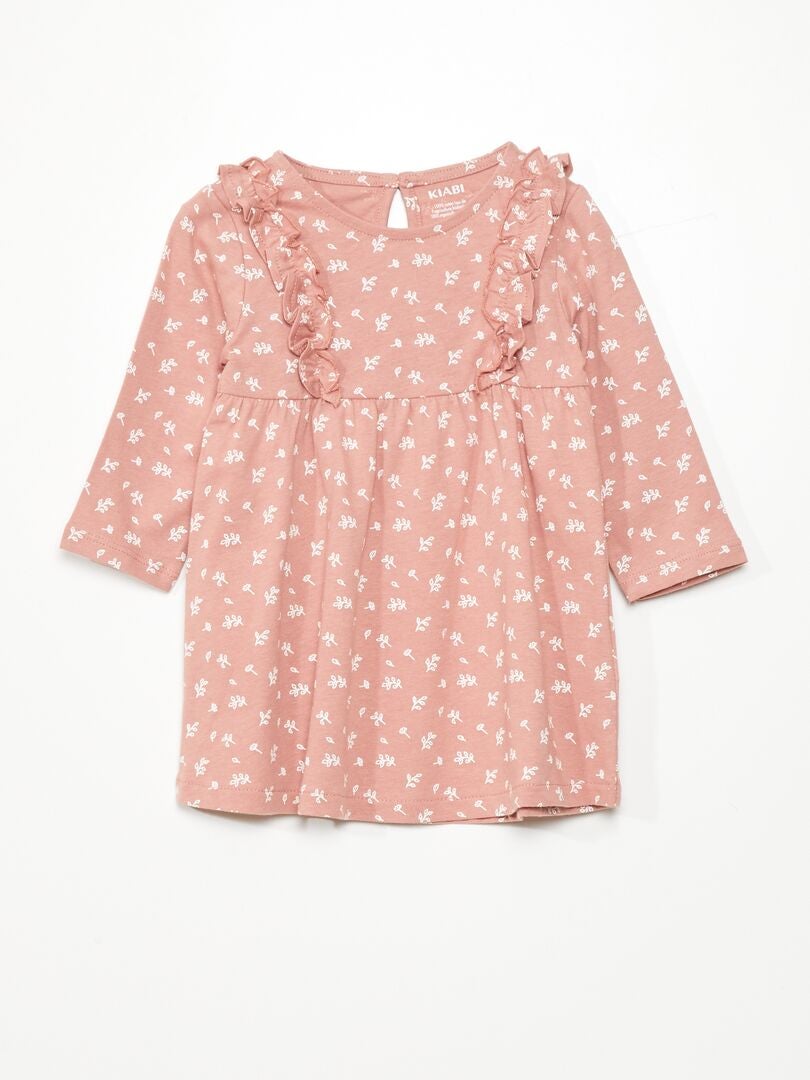 Vestido evasê com estampa floral - ROSA