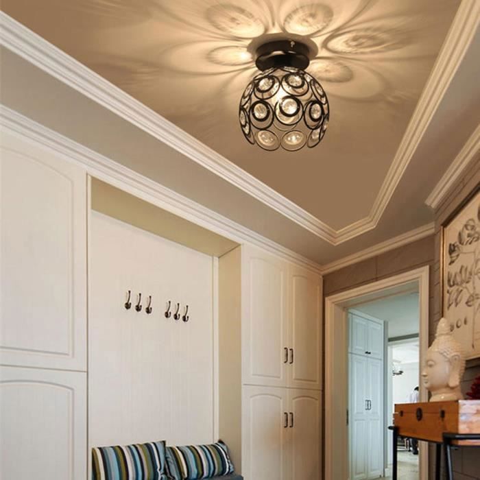 UNI Moderne LED-Deckenleuchte, schwarze Kristallkäfig-Deckenleuchte für Wohnzimmer, Badezimmer, Schlafzimmer (Schwarz, 20 cm)