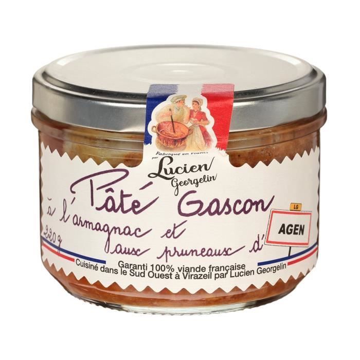 LUCIEN GEORGELIN Pâté Gascon à l'Armagnac et aux Pruneaux d'Agen - 220 g