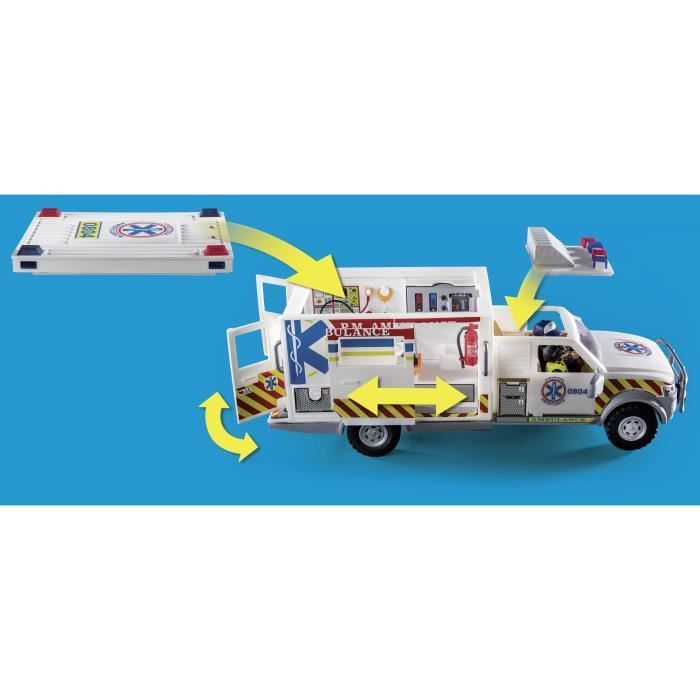 PLAYMOBIL 70936 Amerikanischer Krankenwagen mit Sanitätern und Verletztem, Stadtgeschehen, Die Sanitäter