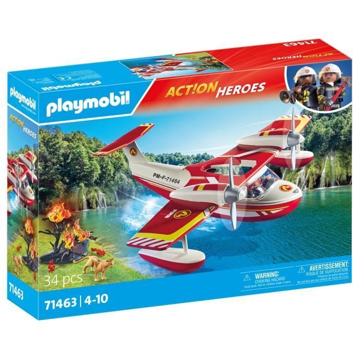 PLAYMOBIL 71463 Seaplane with Firefighter - Action Heroes - Firefighters - Ages 4+