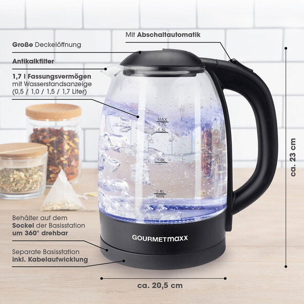 Fierbător de sticlă, 1,7 l