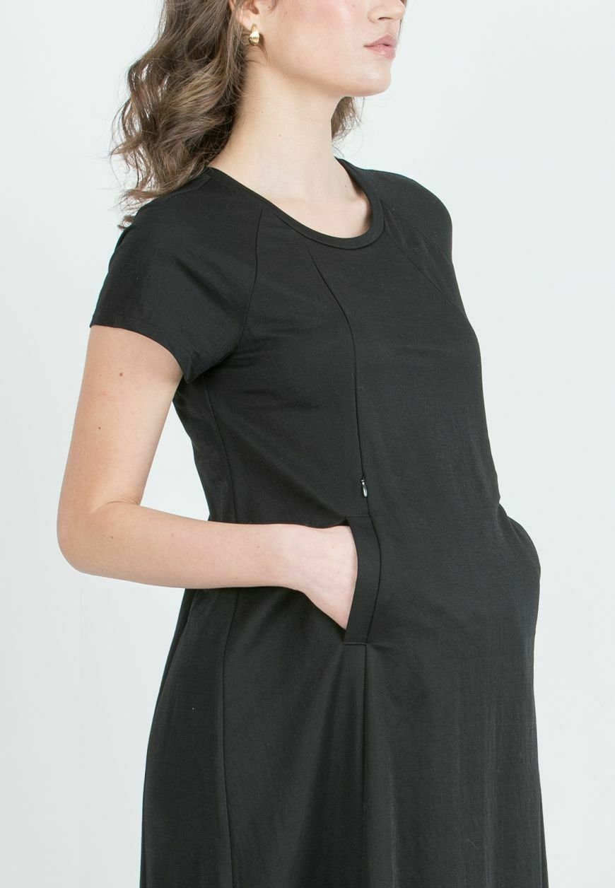 Robe midi d'allaitement Attesa Maternity - Jersey - noire