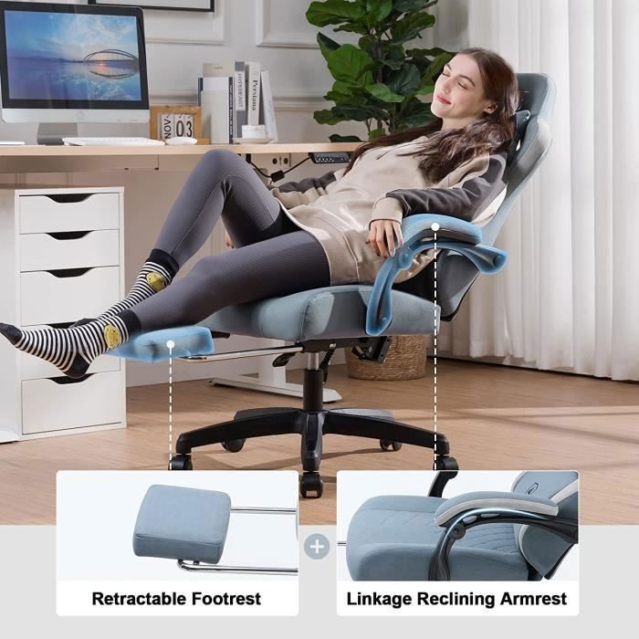 Silla ergonómica para juegos, silla de oficina profesional con altura ajustable y reposabrazos reclinables, soporta hasta 150 kg, ligera.