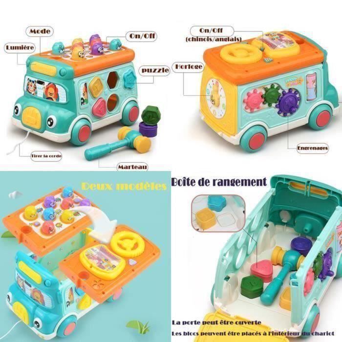 Huixin Jouet Musicaux 8 en 1 Jeu de La Taupe Jouet CamionJouet  Tirer Trieuse de Formes Jouets Dactivit pour Garon