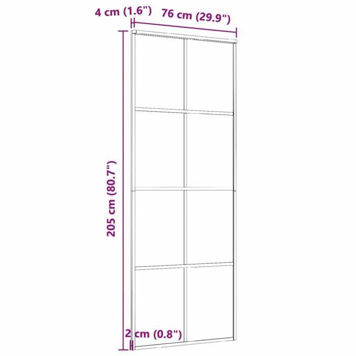 (Noir)Porte d'entrée - Magnifique Porte coulissante Aluminium et verre ESG 76x205 cm Noir 78628