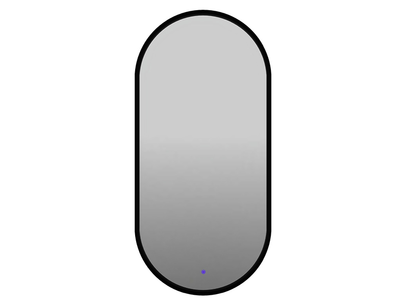 Lustro łazienkowe ścienne owalne LED 35x100 cm bez piaskowania z włącznikiem czarne