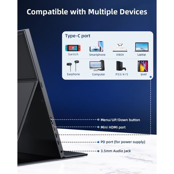 Monitor portatile UPERFECT da 17 pollici - Monitor da gioco USB-C 2K per SAMSUNG DEX