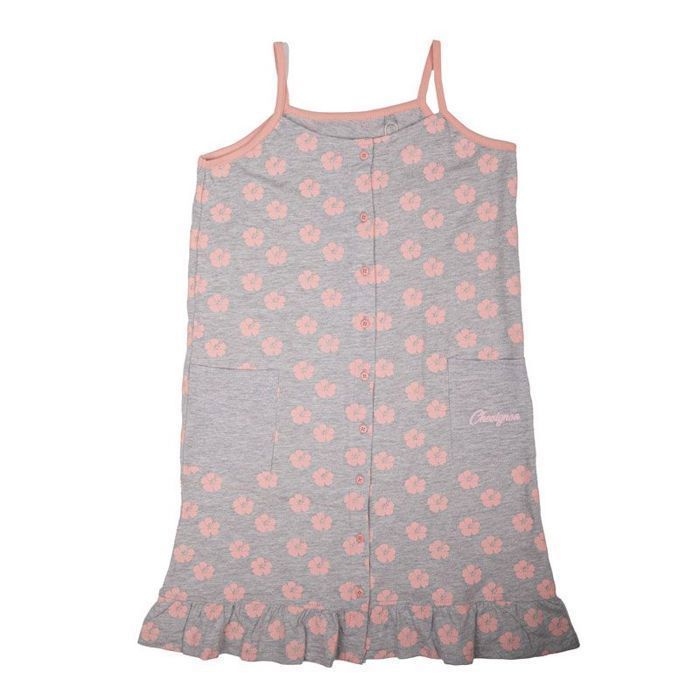 Vestido infantil de tirantes con estampado floral y botones en la parte delantera - CHEVIGNON