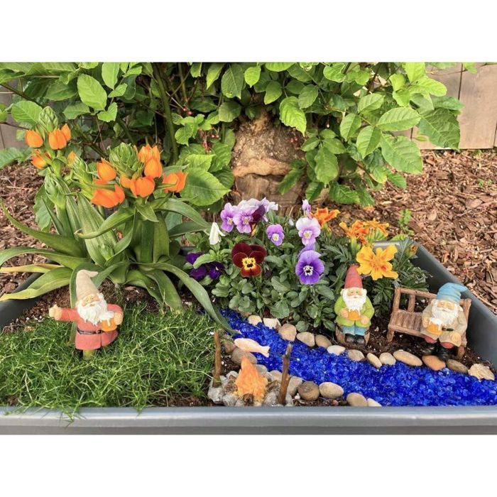 Set di gnomi da giardino - Virex® - 5 pezzi - Gnomi allegri - Resina di alta qualità - Dipinti a mano - Non tossici