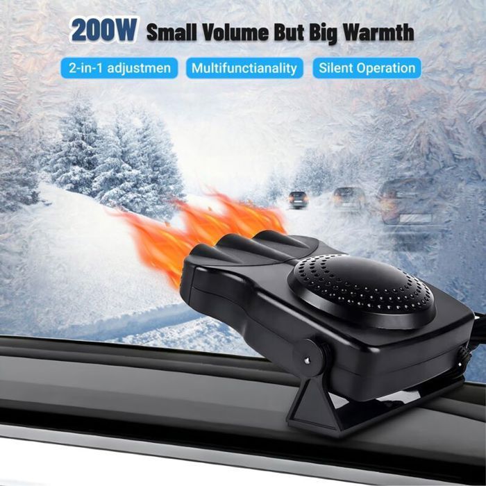 Aquecedor de carro - LARGEIGHT - 12V 200W - Ventilador desembaçador - Preto - Universal