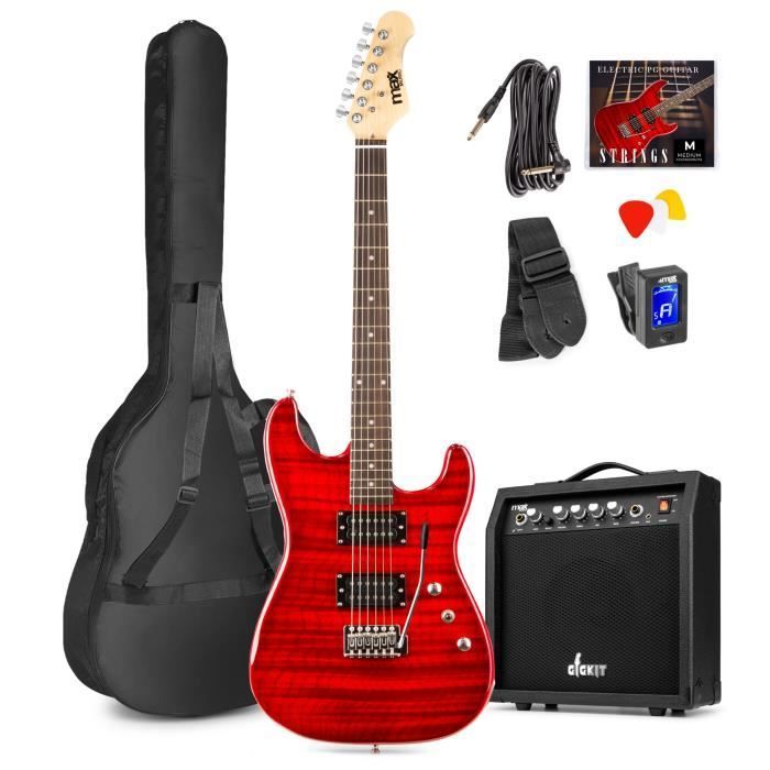 Kit chitarra elettrica - MAX - Superstrat - Amplificatore da 40W - Accessori inclusi - Per principianti