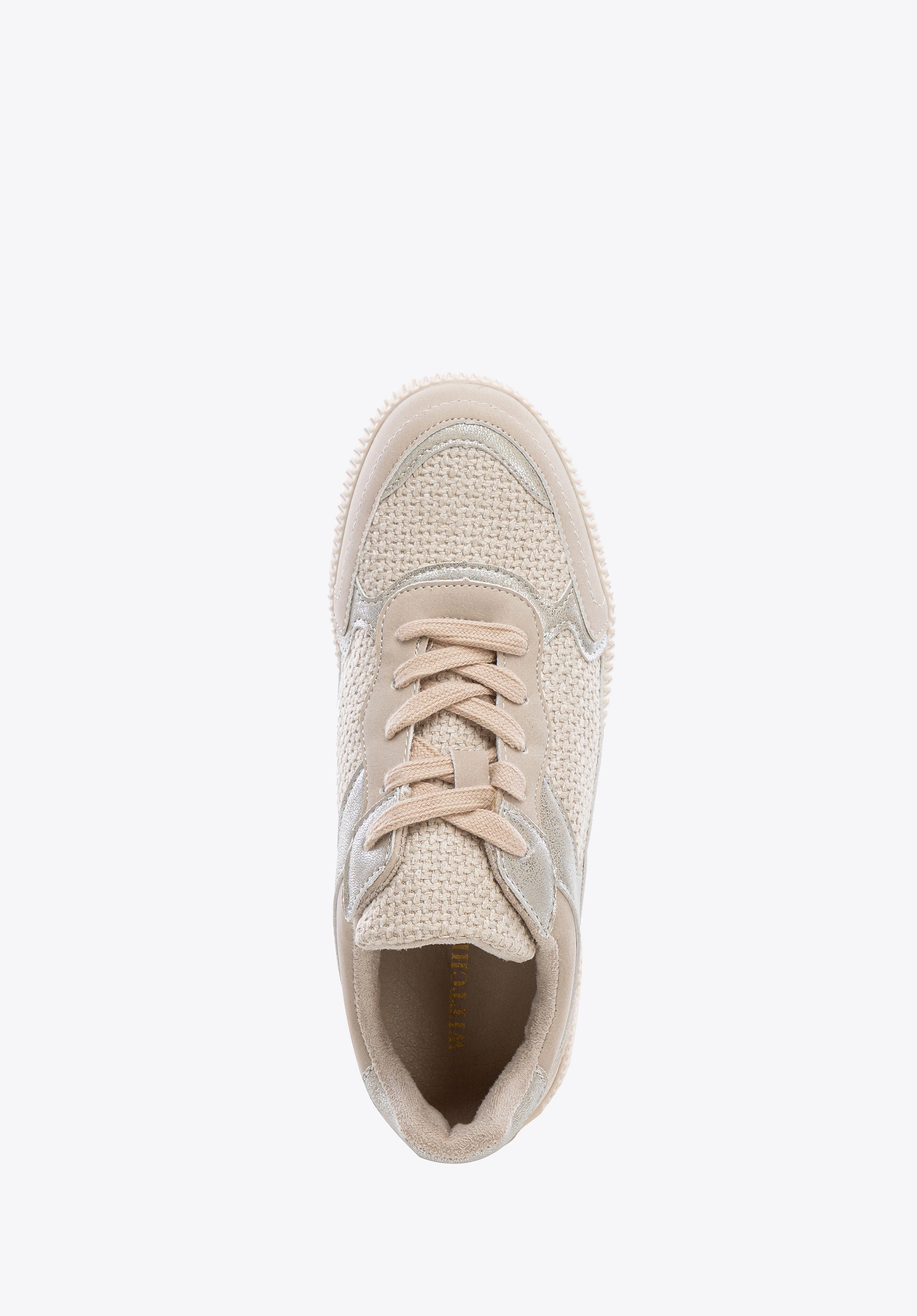 Damskie sneakersy na grubej platformie beżowe