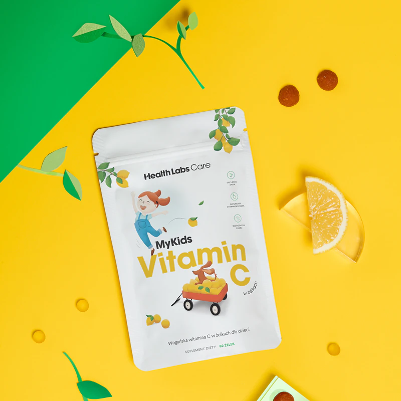 Health Labs Care MyKids Vitamina C em gomas, suplemento alimentar para fortalecer o sistema imunológico.