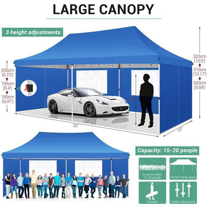 Gazebo pieghevole 3x6, gazebo da giardino impermeabile per esterni, tenda per ricevimenti con 6 pannelli laterali, tenda con protezione UV 50+, azzurro.