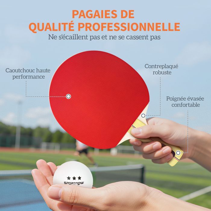 Set da ping-pong - SPORTNOW - 4 racchette + 8 palline + 1 borsa - per amatori, principianti ed esperti