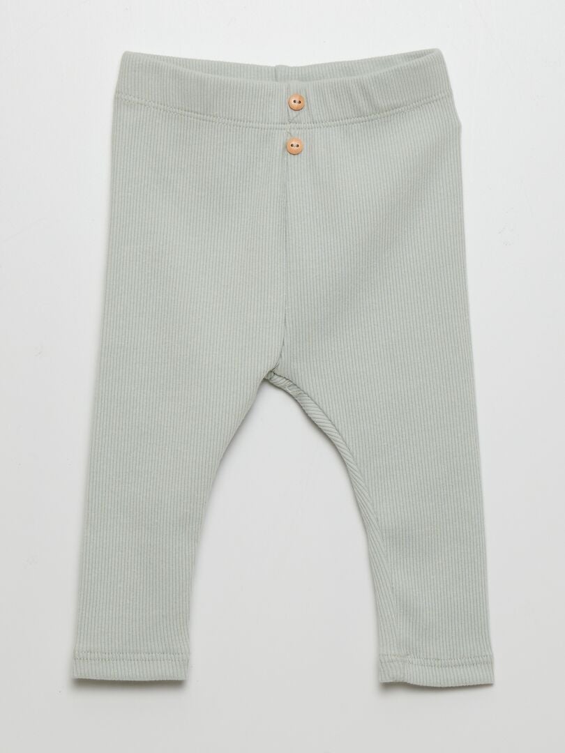 Effenkleurige ribgebreide legging - BLAUW