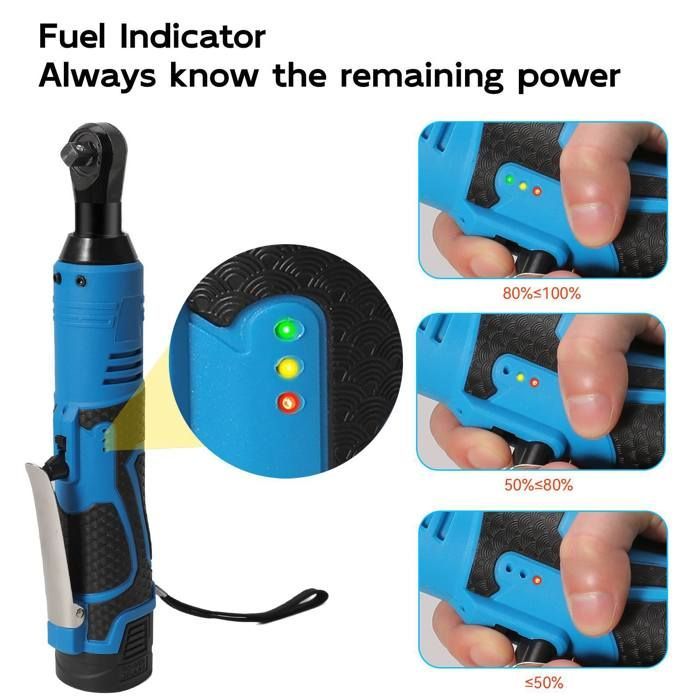 Llave de impacto eléctrica inalámbrica de 3/8 de pulgada - Par de impacto de 100 Nm - 260 RPM - Con 2 baterías de 4,0 Ah - Potente - LED